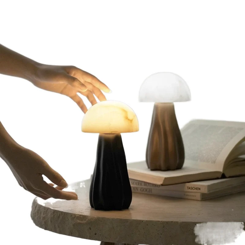 -Border Natural Marble Mushroom Lamp Table Lamp Mid-Ancient Ambience Light&ldquo;Peace and prosperity&rdquo;Ornaments