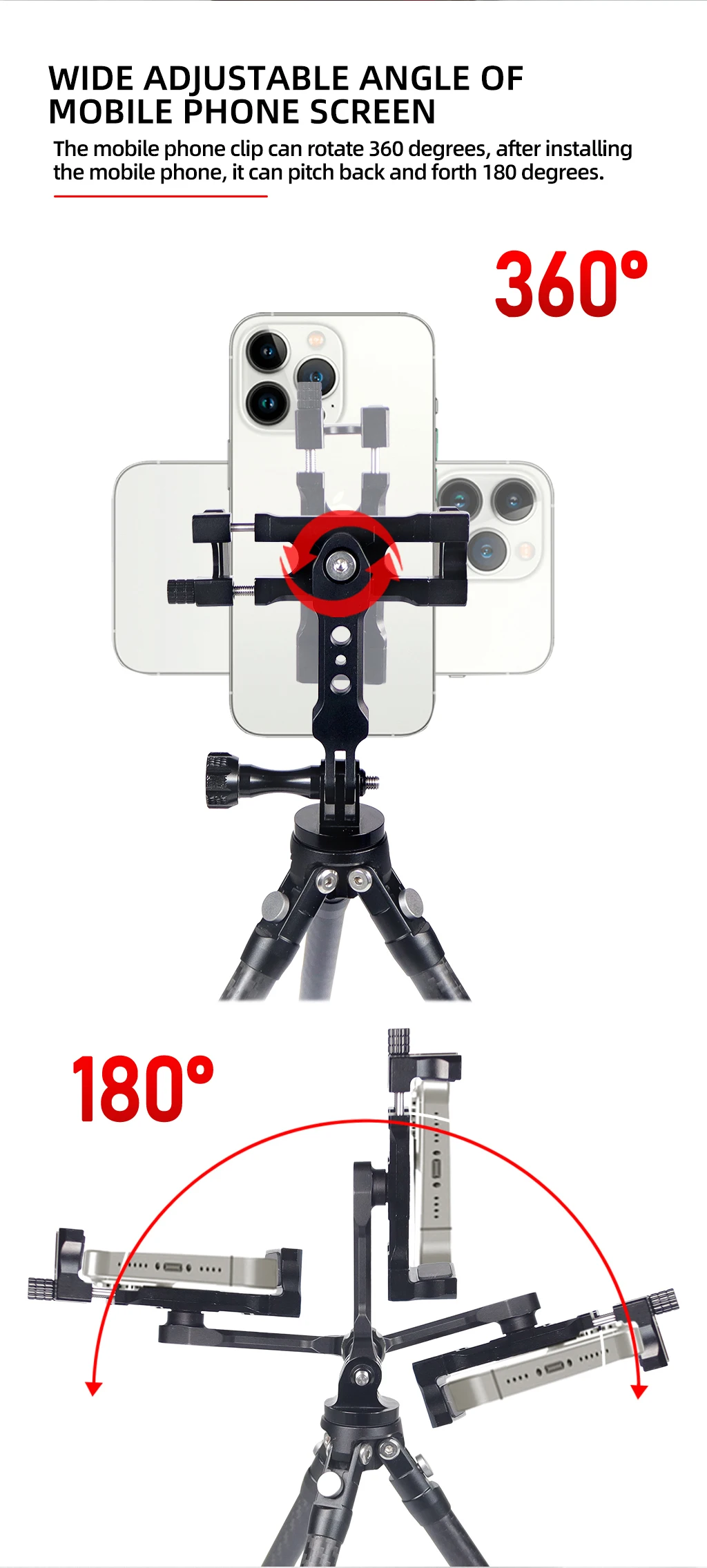 Universal-Handy-Stativ halterung Smartphone-Halter mit kaltem Schuh für horizontale vertikale Aufnahmen – Detail 34