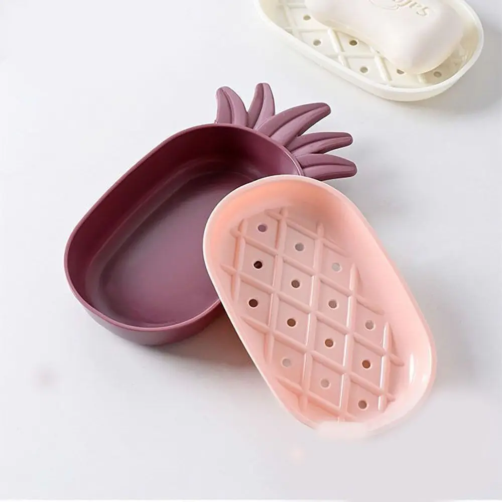 

Контейнер для мыла без проскальзывания с ананасом, прочная самосливающаяся розовая полка для мыла в ванную комнату, легко чистится, крепкое прилипание, домашняя мыльница