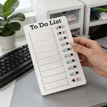 Lavagna Planner Bianca con Griglia Scorrevole per la Gestione delle Attività, Tracker delle Abitudini per Studenti e Ufficio
