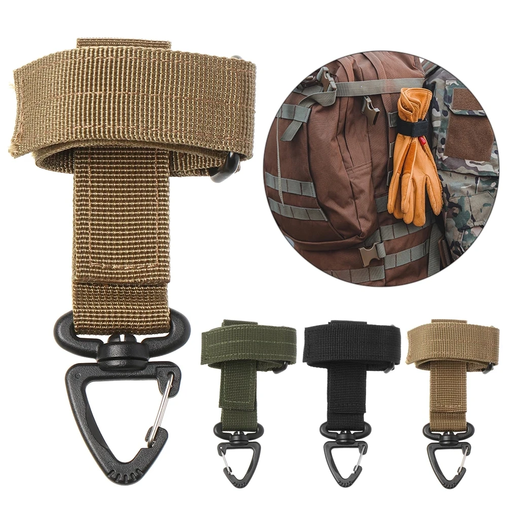 

1Pc Tactical Multifunction Nylon Molle Webbing Belt D-Ring Carabiner Magic tape Hanging Keychain Backpack Hook molle buckle