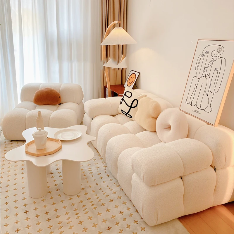 

Small Living Room Sofa Square Module Combination Light Luxury Cute Sofa Retro Minimalist Muebles Para Salas Modernos Furniture