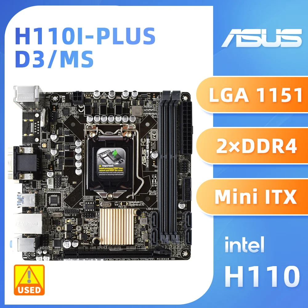 LGA 1151 Motherboard Asus H110I PLUS D3/MS For i5 6400 CPU Kit H110