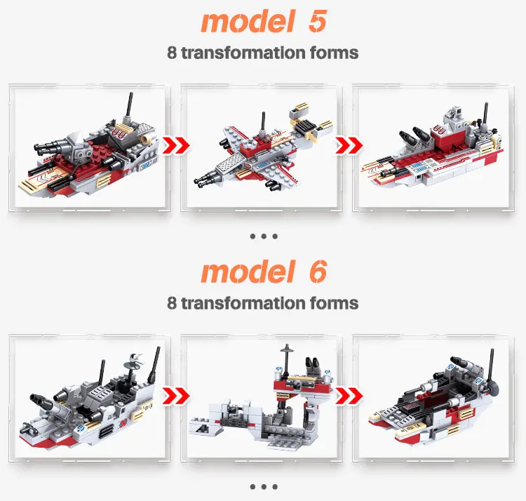 1068 PCS Military 8 IN 1 Army Ocean Cruiser Warship Building Blocks Aircraft Wea