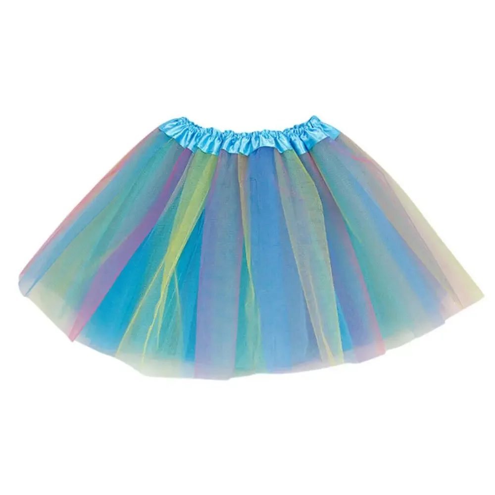 Multicolor Rainbow Tulle Princess Dance Skirt