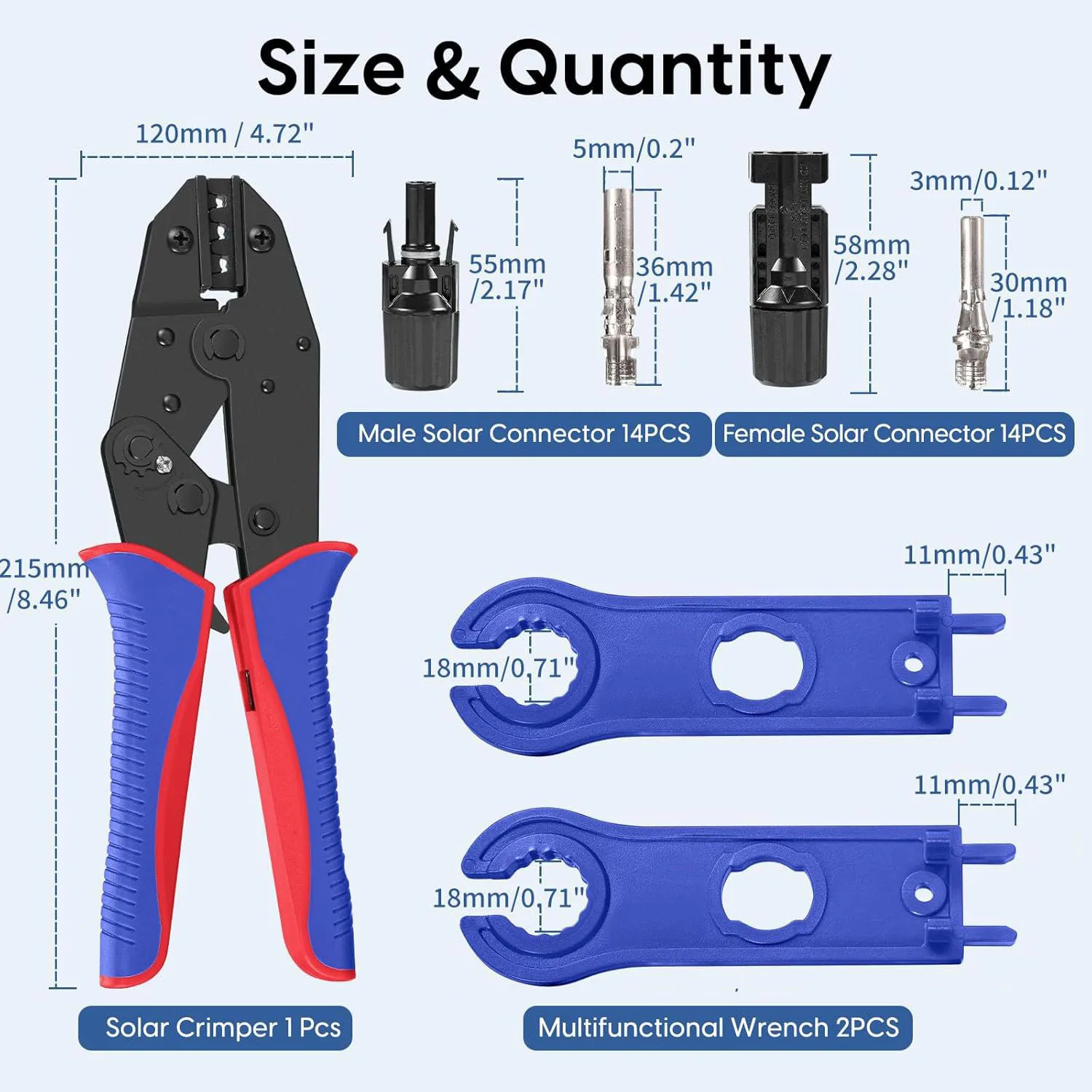 HS-2546B Solar Crimping Tool Kit Including 10 Pairs of Solar Connectors and 2 Spanners Solar Panel Crimper 3