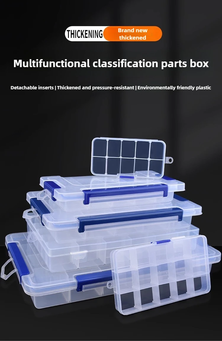 Tool Storage Box Multi Grid Clear Plastic Box Rectangular Box Screwdrivers Bits Tools Dustproof Waterproof Packing Storage Cases Container