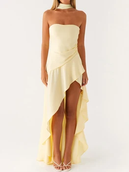 Women s Elegant Off-Shoulder Maxi Dress with Floral Print and Ruffled Hemline Perfect for Summer Parties and Events 5