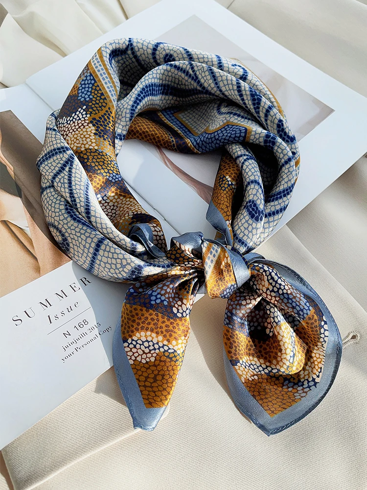 Tie Foulard Style 100% Natural Silk Scarf Women Design Print