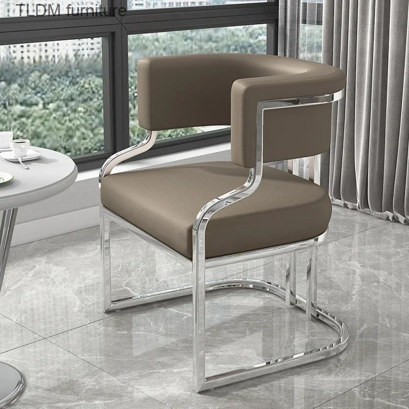 

Luxury Gold Armrest Restaurant Chair Meets Ergonomics Luxury Leather Chair Designer Lounge Living Room Silla Comedor Nordic