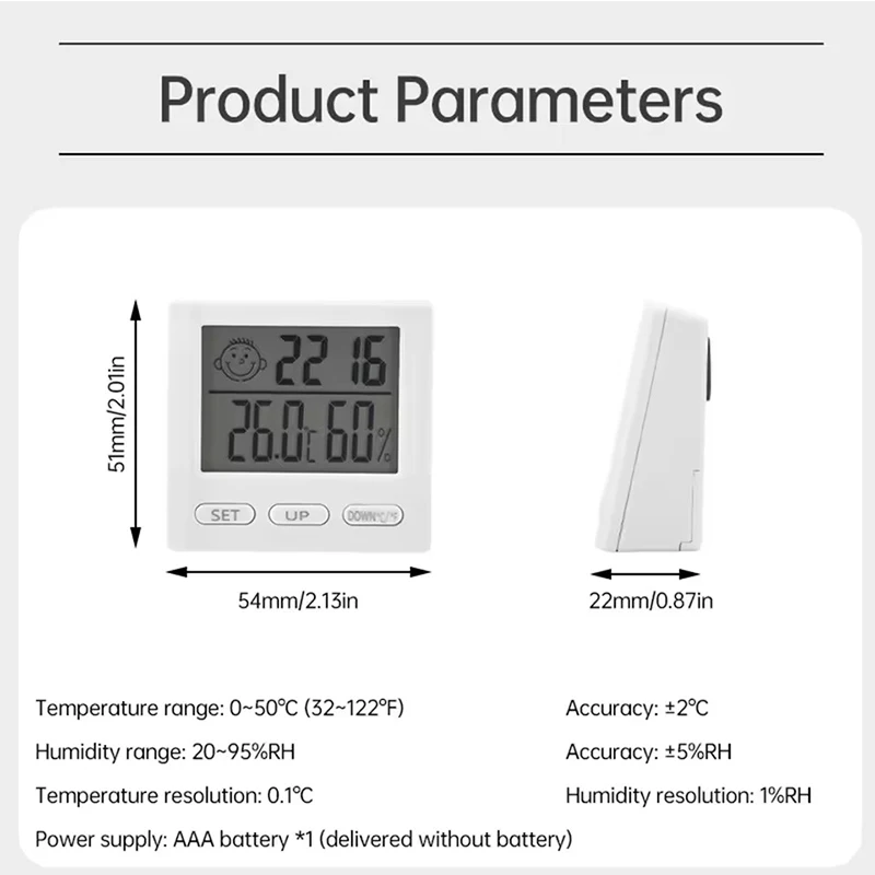 Digital Temperature Humidity Clock Electronic Thermometer Hygrometer