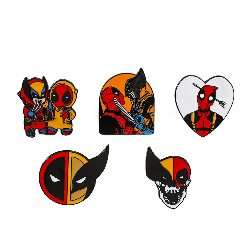 Cartoon Marvel Comics Brooch Handsome Gersonality Deadpool Enamel Pin Metal Badge Jewelry Clothing Backpack Accessories 5 Pcs enamel pins metal brooch enamel brooch