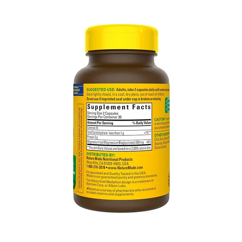 Nature Made Magnesium Glycine 200 milligrams 60 capsules