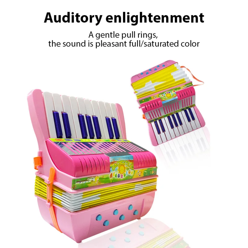 Mini 17-key 6-bass Accordion ABS Material with Buckle Musical Instrument for Beginners Gift Lightweight Button Accordion