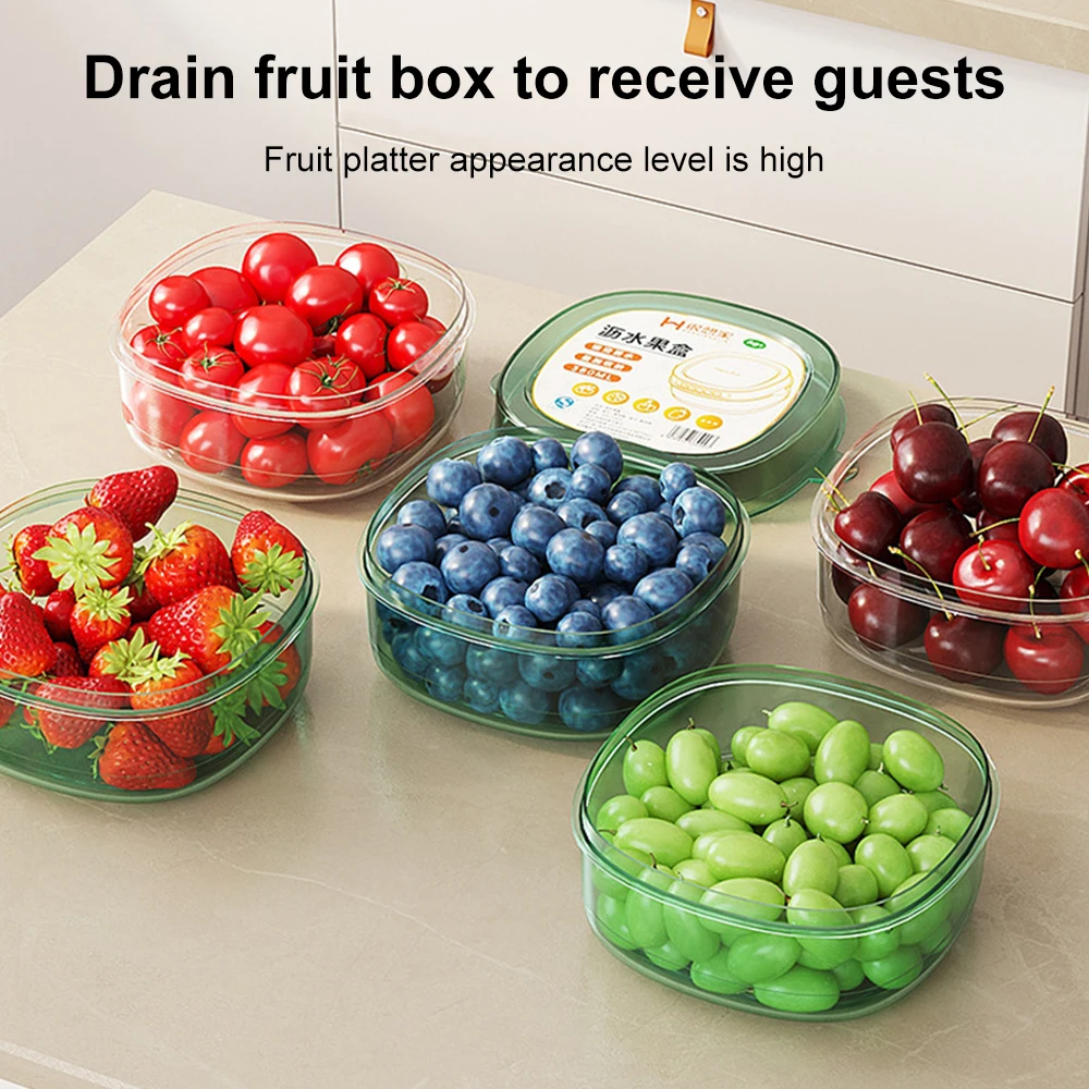 Home Kitchen Drain Basket Vegetable Basket Plastic Double-layer Drain Home Vegetable Basin Fruit Plate Japanese Light Luxury