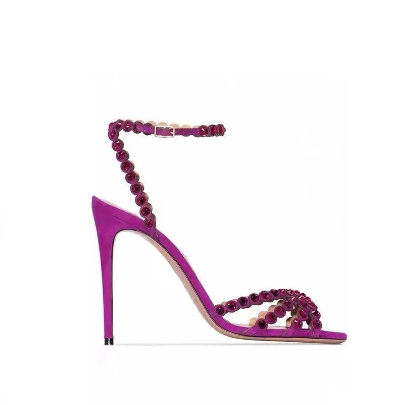 Peep Toe Ankle Buckle Slingback Rhinestone Sandals Women Bling Crystal High Heels Wedding Shoes Lady Elegant Vogue Dress Pumps Women Slingback Sandals Women High Heels Shoes Women Dress Shoes