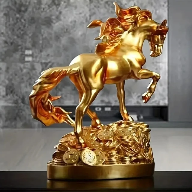1 pièce-statue de cheval art décoratif, statue de prophétie de richesse, adaptée au salon de la maison, au bar, au café, à la décoration de la pièce 5