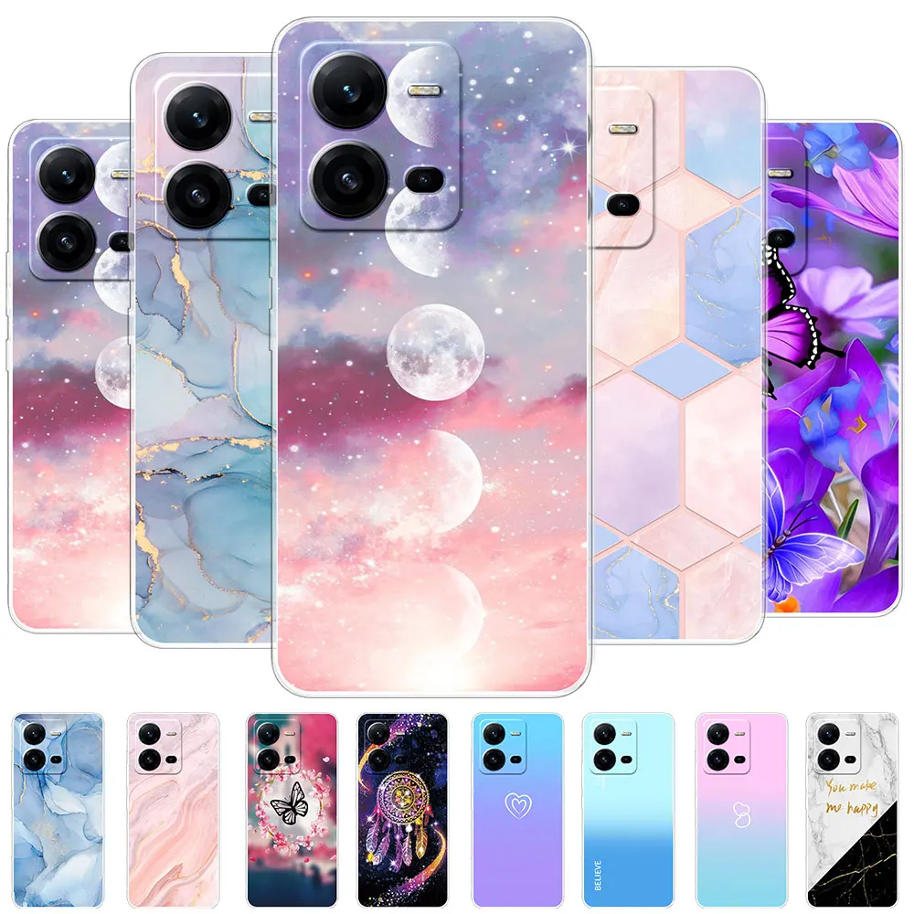 Per Vivo X80 Lite 5G Custodia Per Vivo X80Lite Cover Fashion Flower Silicone Soft Coque Custodie Per Telefono Per Vivo X80 Lite Shell Fundas