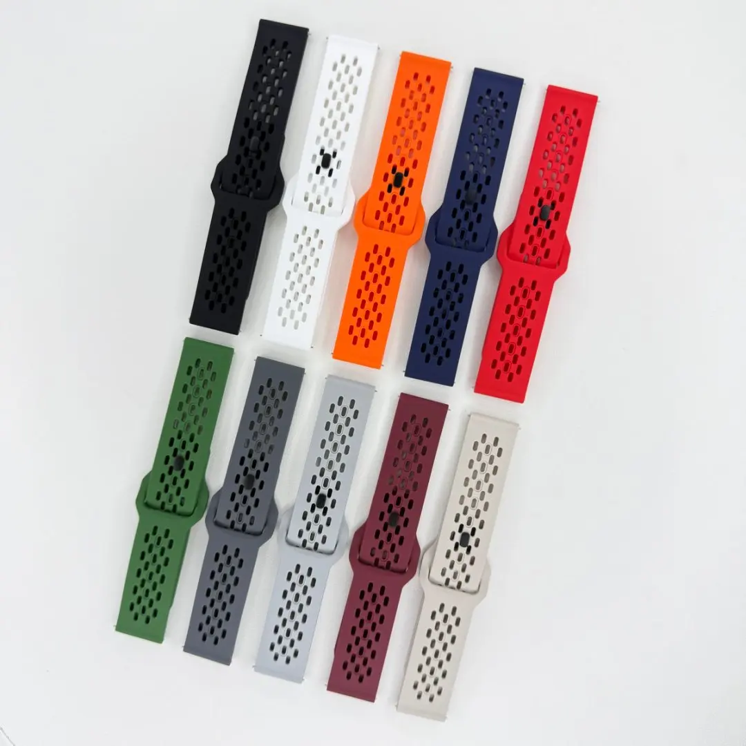 Breathable Silicone Watch Wristband with 20-22mm Adjustable Strap