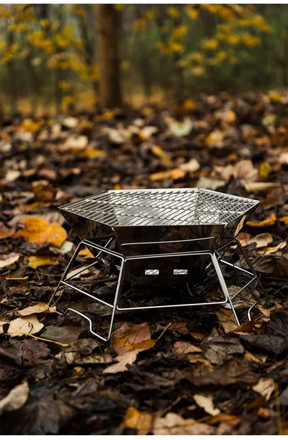 Poêle à bois de chauffage hexagonal pliant d'extérieur, table de feu de  camping cuisinière à charbon multifonctionnelle barbecue gril pliable  portable - AliExpress