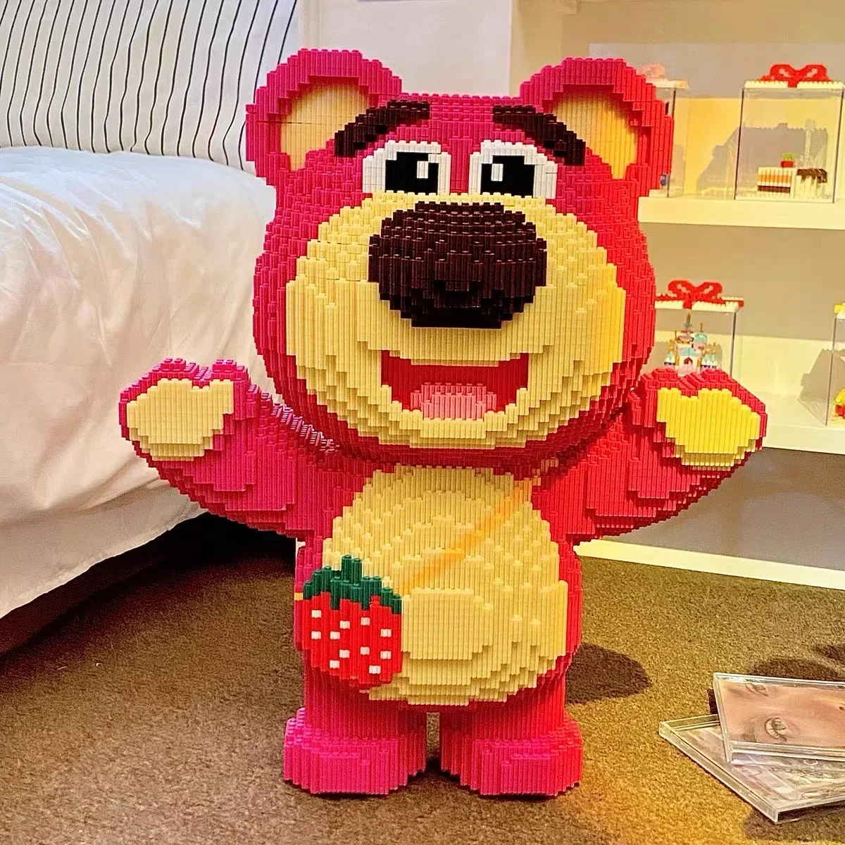 거대한 딸기 곰 블록 조립 장난감, 귀여운 애완 동물 곰 블록, 어린이 및 성인용 DIY 크리스마스 선물, 50cm