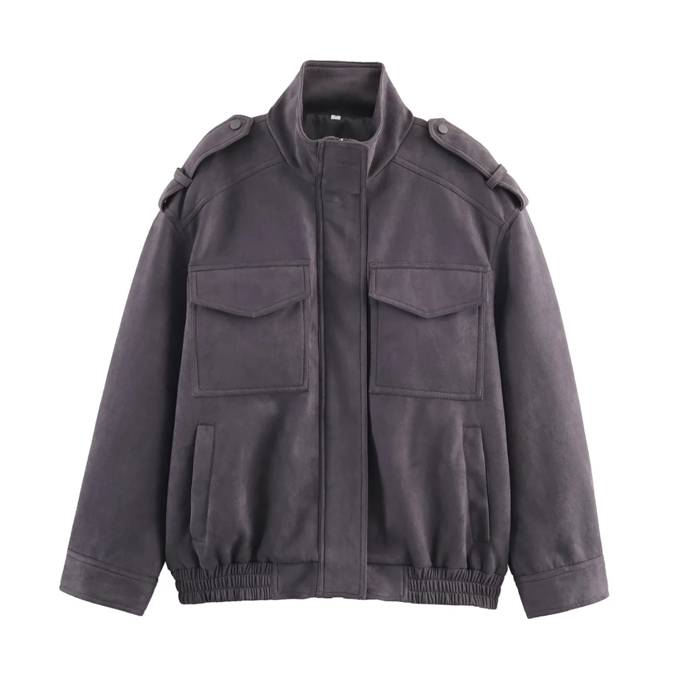 Women Suede Jacket Coat Autumn Winter Fashion Long Sleeve Zipper Loose Coat Female Retro Casual Jacket Streetwear With No Hood