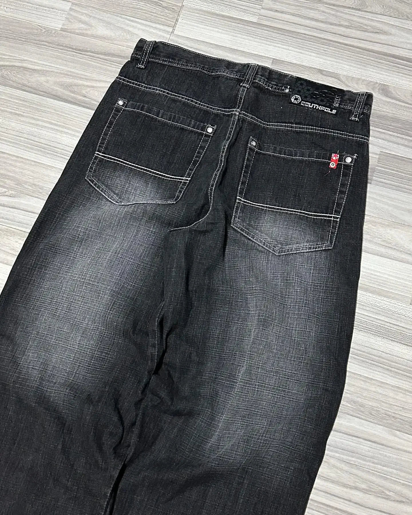 Y2K Vintage Harajuku Washed Denim Jeans American New Hip Hop Jeans Men Street Gothic Trendy Casual High Waisted Wide Leg Pants 2