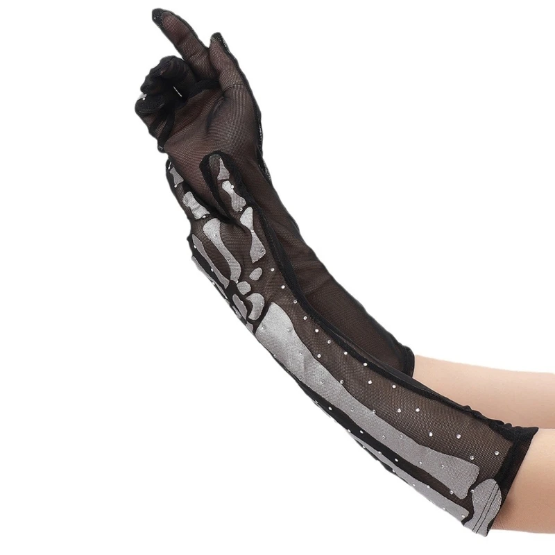 

Gothic Skeleton Long Gloves for Halloween Celebrations Masquerade Balls Costume Gloves Witch Gloves Dress Up Accessories