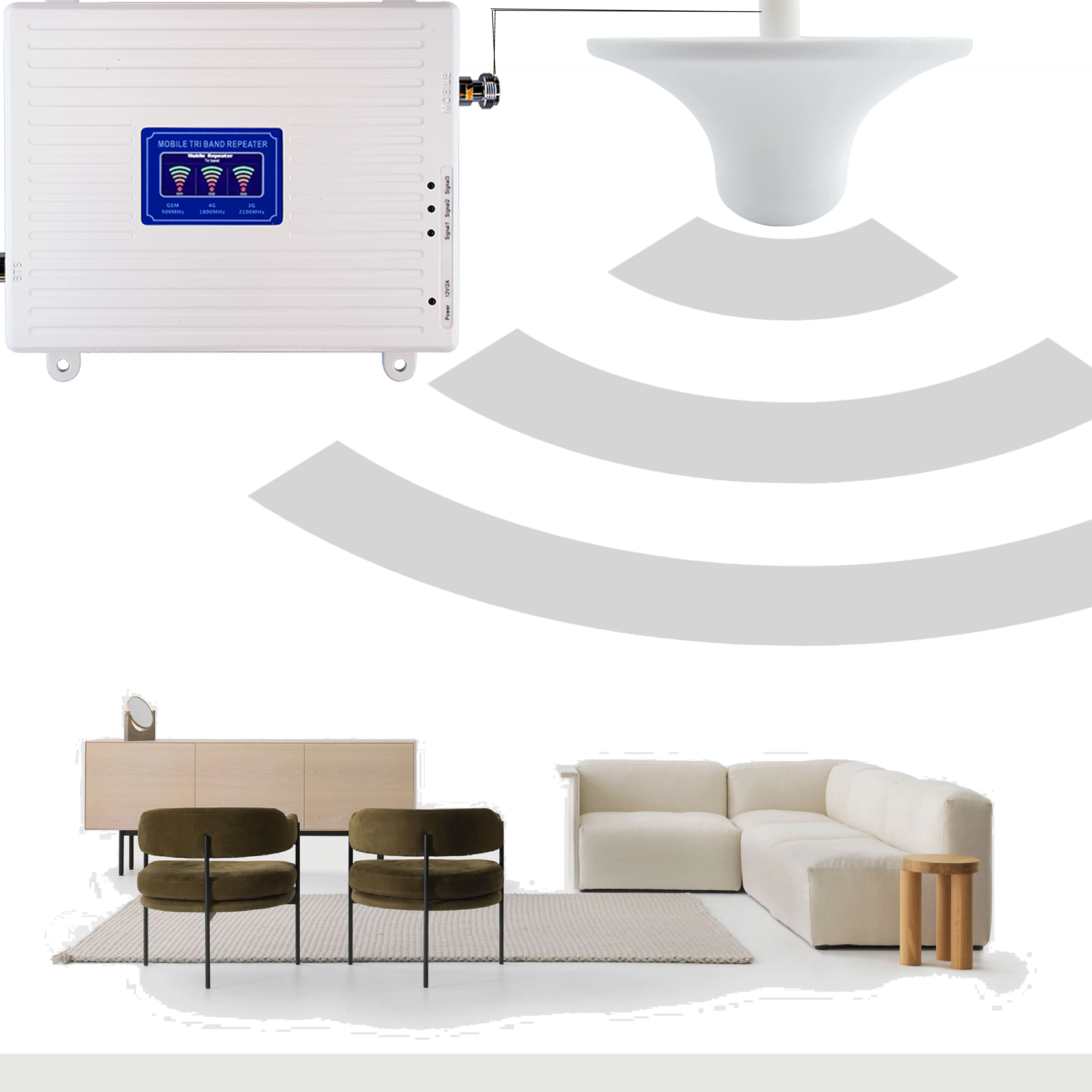 LTE GSM 2G 3G 4G Cell Phone Booster 3 Band Mobile Signal Amplifier Cellular Repeater DCS WCDMA 900 1800 2100 ,Band1/3/8 phone signal booster
