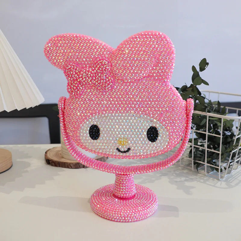 Hello Kitty specchio per il trucco con diamante pieno cartone animato  Sanrio Kitty specchio per il trucco pieghevole portatile specchio per  ragazze a doppia faccia femminile regalo - AliExpress