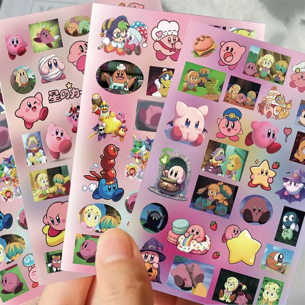 8PCS Kawaii Kirby 스티커 소녀 DIY 데칼 전화 노트북 병 스크랩북 수하물 귀여운 애니메이션 낙서 장식 어린이 장난감