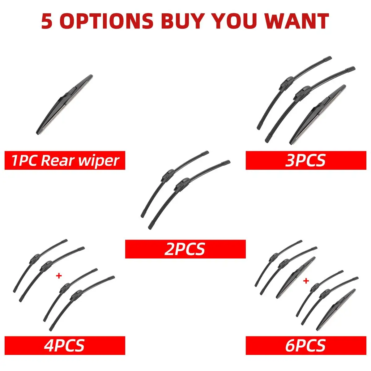 1/2/3/4/6PCS Car Wiper For Chevrolet Spark EV M400 2016-2021 Front Rear Wiper Blades Brushes Auto Accessories 2018 2019 2020 3