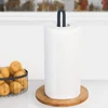Wood Paper Towel Holder, Black Paper Towel Holder Countertop, Kitchen Towel Holder Free-Standing with Non-Slip Wooden Bas 5