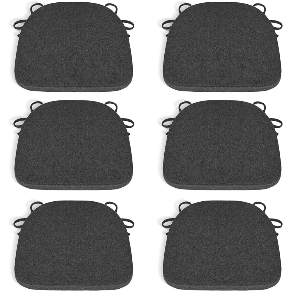 

Комплект подушек для кухонного стула, комплект из 6 предметов, U-образные, Нескользящие, с завязками, 17X16 дюймов, черные, серые