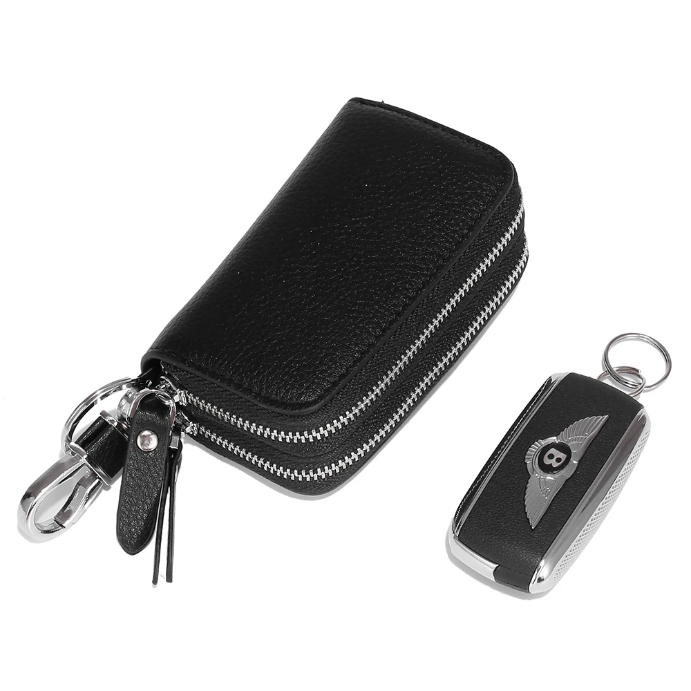 Double car keys package men receive leather cowhide large capacity of foreign trade contracted household female general key pack