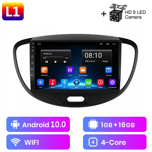2G+64G 8Core CAMECHO Android 13 Autoradio Per Hyundai I10 (2007-2013) Con Navi Carplay Android Auto, Autoradio Con Schermo Da 9 Pollici Doppio DIN Con Bluetooth RDS 32EQ DSP Mirror Link - 6