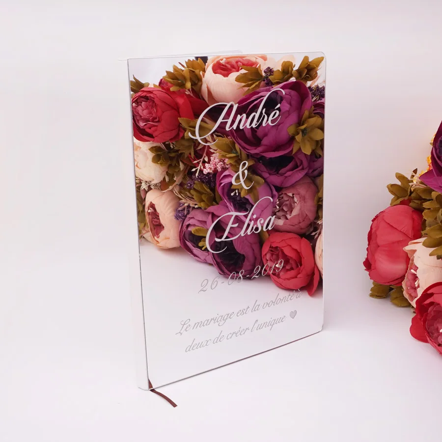 Custom Acrylic Mirror White Blank Guestbook Wedding Signature Guest Book Personalized Baptism Event & Party Decor Favors Gifts wedding guest book
