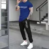 CHICAGO Print Men Tracksuit Set Jogger Clothing For Man Casual Suit Short Sleeve Tshirts+Trousers 2 Piece Outfits Streetwear 3