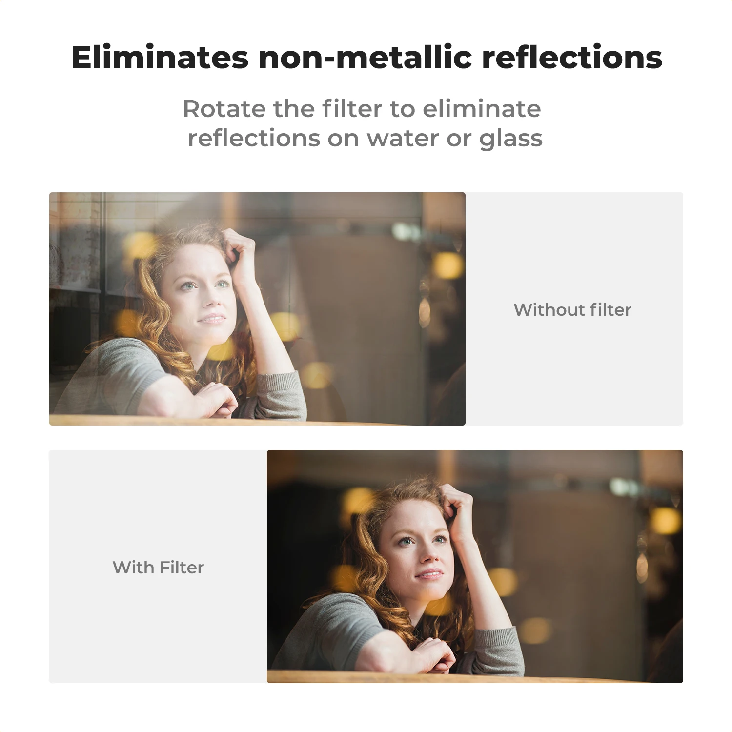 Circular Polarizing Filter Clip-On CPL Circular Polarizer Filter 52mm For All Phone & 52mm Camera Lens Compatible For iPhone 15 14