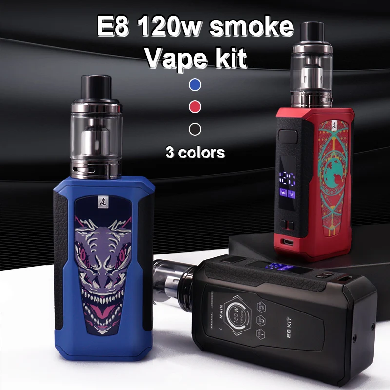 Elektronische Zigaretten Vape Pen Smoke 120W Box Mod Kit 1800mah 2,5ml  Zerstäuber OLED-Bildschirm E-Zigarette Verdampfer Vaper Shisha Ecig