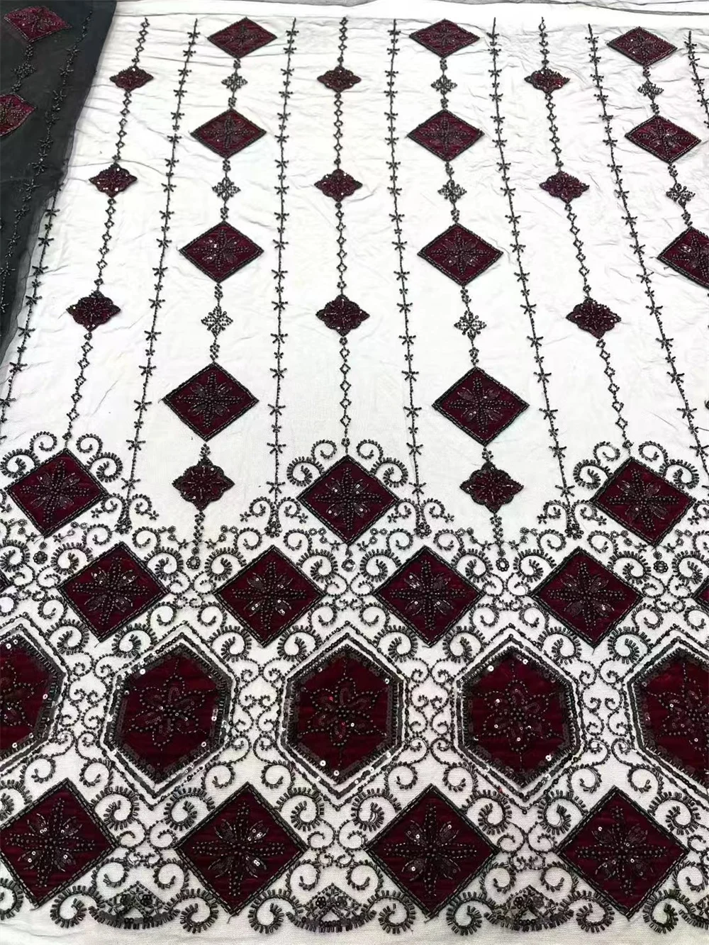 Swiss Pretty Net Lace Fabric Handmade Hot Embroidery Sequins Net Lace ...