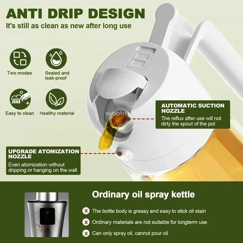 2 in 1 Olive Oil Sprayer Kitchen Oil Spray Bottle Olive Acid Sprayer Mouth for Cooking BBQ Baking OilsDispenser Accessories oil spray bottle spray bottle oil sprayer oil spray dispenser oil dispenser