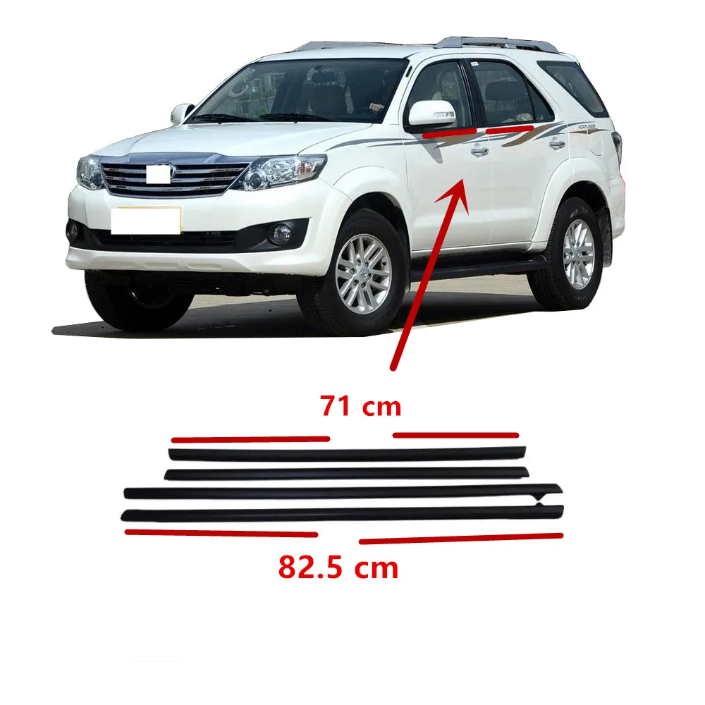 4 Pieces 68162-0K010 Black Outside Windows Rubber for Toyota Fortuner 2005-2012 Glass Protector Weather Strip Seal