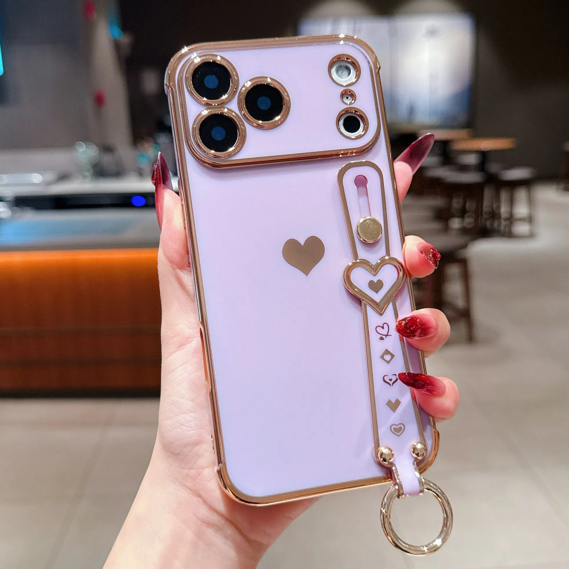 Love Heart Wrist Strap Case - Premium Fashion Smartphone Cover