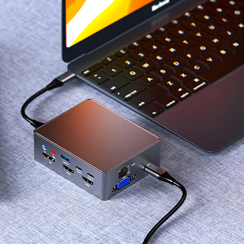 Usb c Hub Thunderbolt Dock hd tipo c Docking Station 2x Hdmi para Laptop Macbook Pro Macmini Hub Superfície Acessórios para pc 17 em pd - Imagem 5