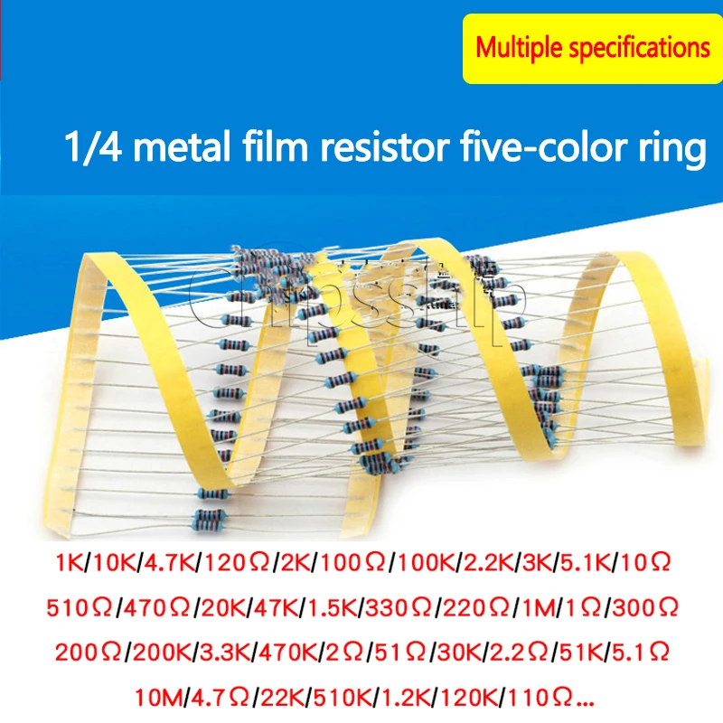 Metal Film Resistor Component 1% Color Ring 1K 2k 10K 100K 47K 470 10EUR 100EUR 120ohms