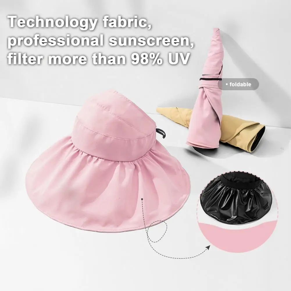 Simple Women Summer Sun Visor Wide Brim Hat Beach Wide Brim Sun Hat Women's Large Uv Golf Beach Korean Design
