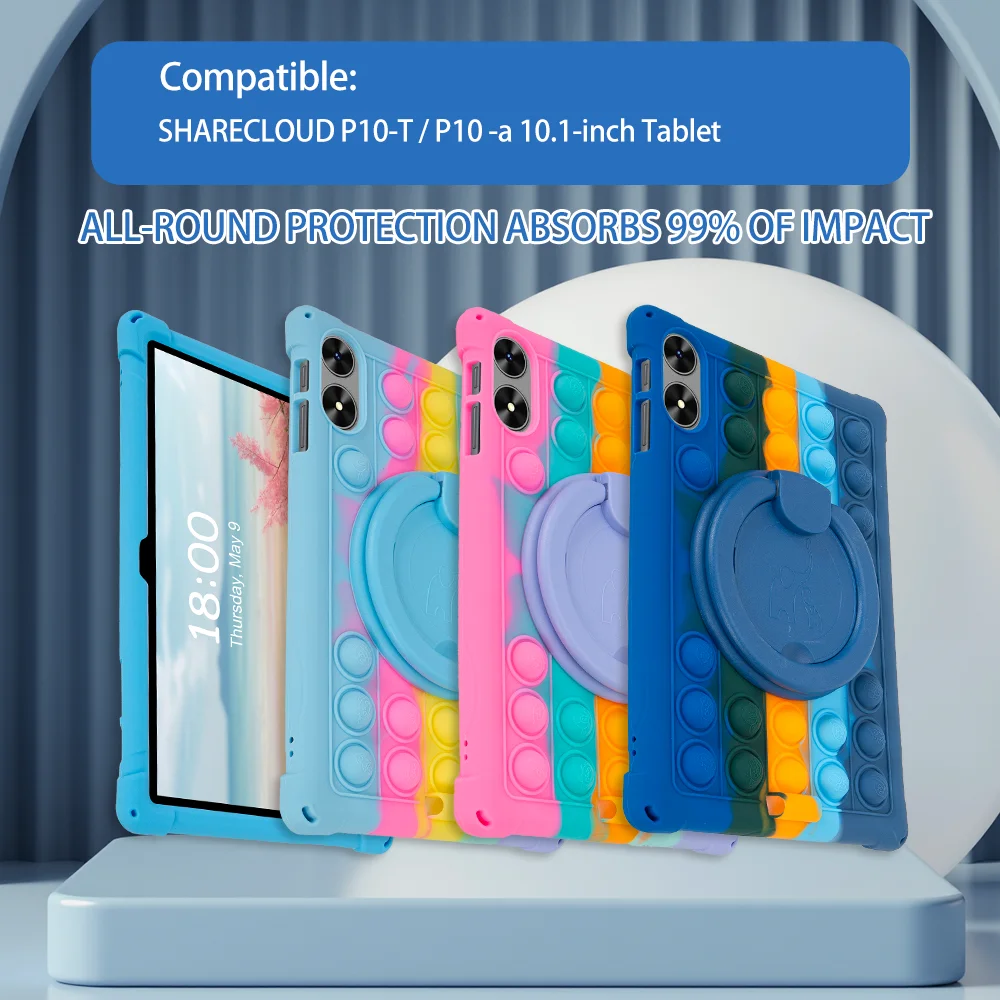 Silicone Tablet Case For Sharecloud P10-t P10-a With Rotating Stand_voghion.com
