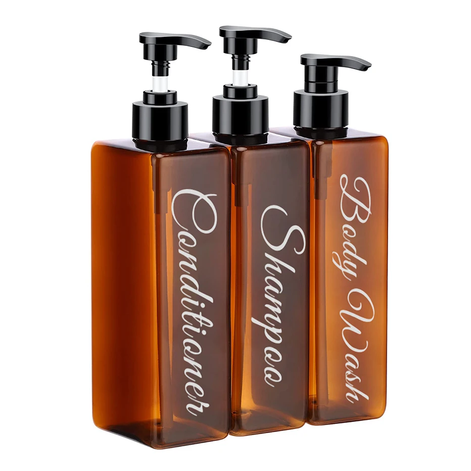 Amber Soap Bottle Pump Plastic Amber Shampoo Dispensers 500ml