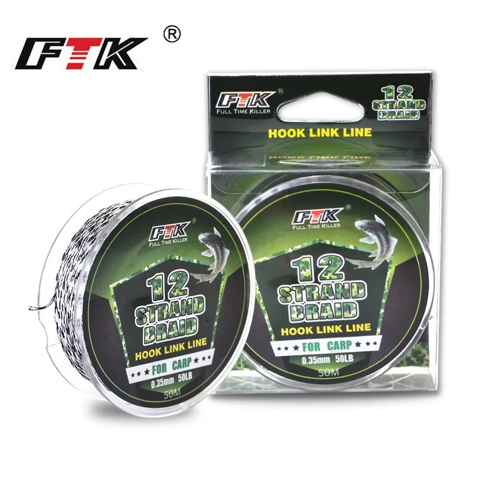 FTK 50M 12 Strands Braided Fishing Line 30LB 50LB Tackle King